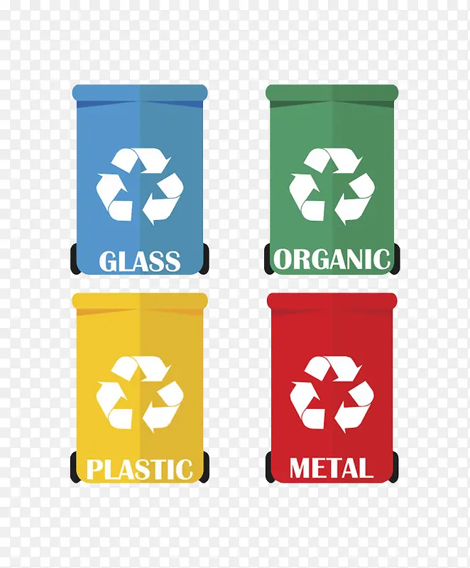 红绿蓝黄简约保护环境可回收标志