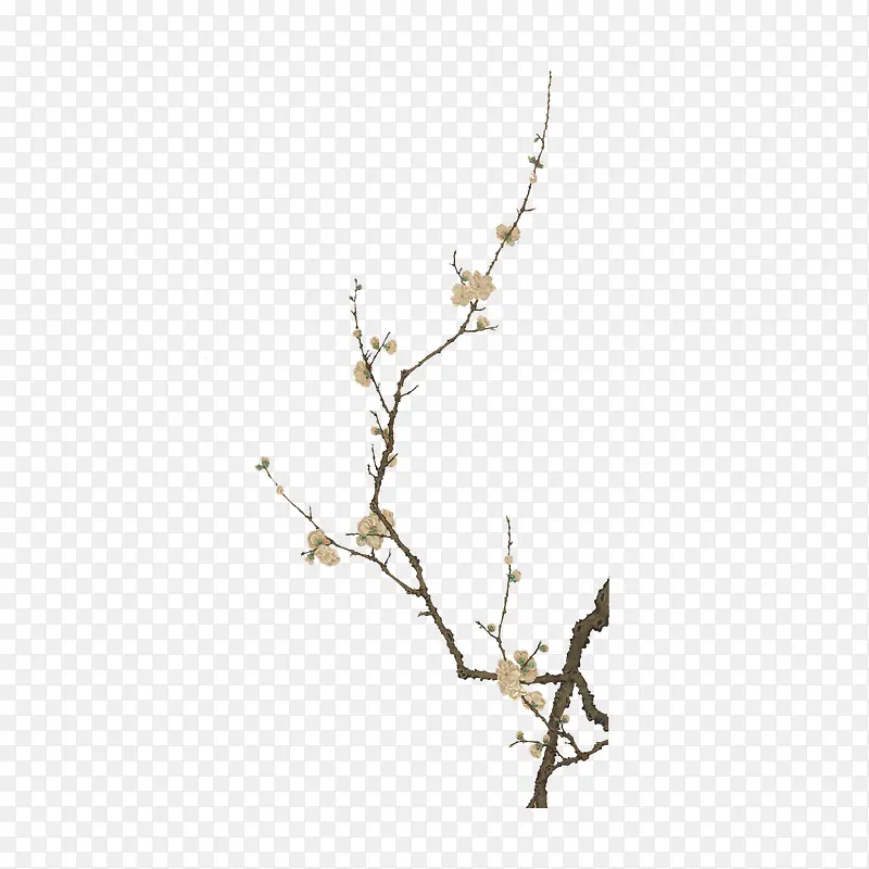 中国风国画水墨桃枝