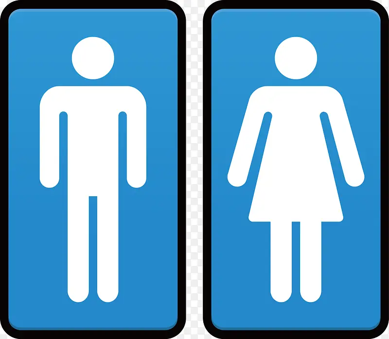矢量创意设计蓝色男女洗手间图