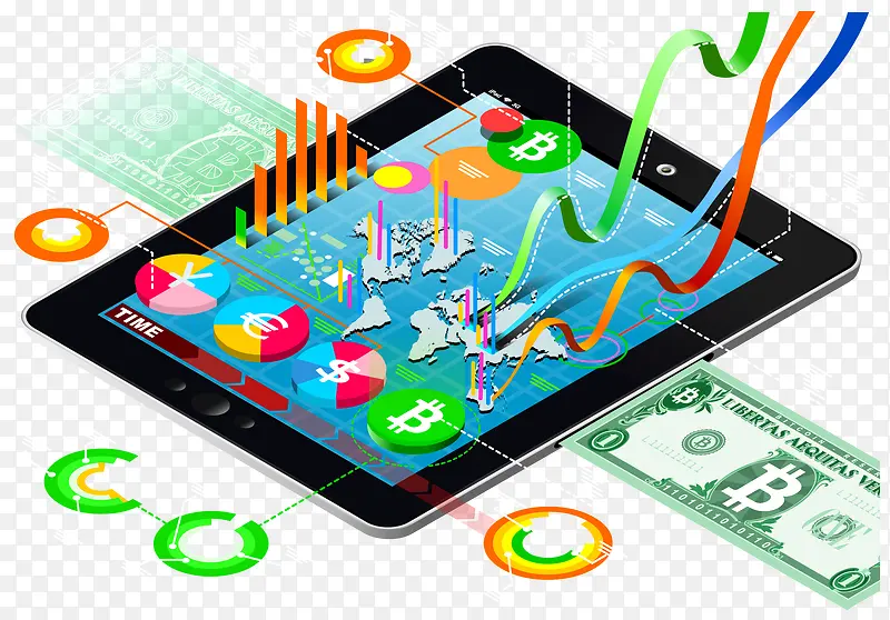 立体科技金融分析矢量