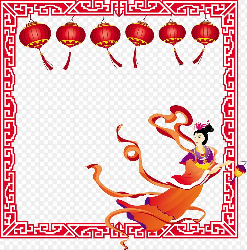 矢量中秋红色边框下载