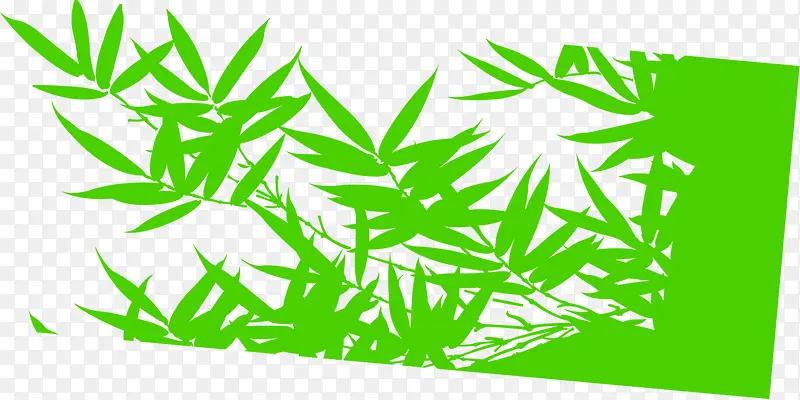 绿色竹叶叶子手绘扁平