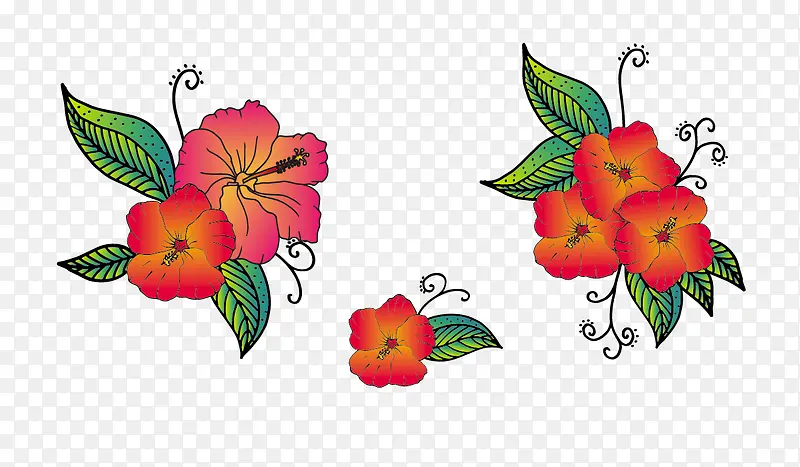 红色花朵花边