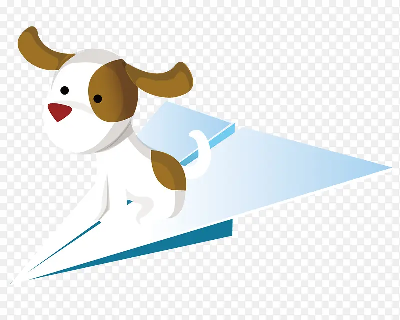 小狗坐在纸飞机上