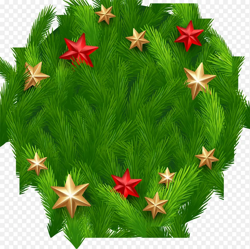绿色圣诞节星星草圈