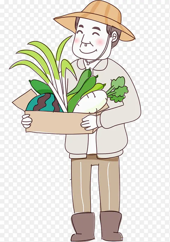 卡通拿着蔬菜的男人