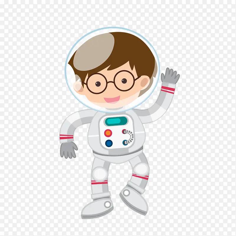 卡通戴眼镜的太空宇航员