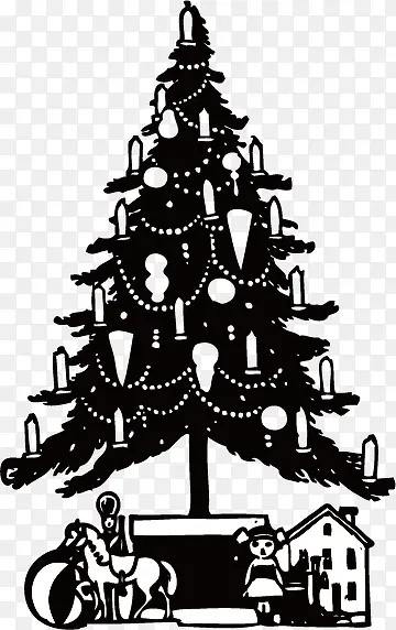 黑白矢量圣诞树素材