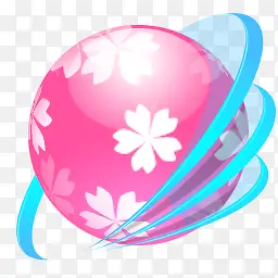 可爱日本樱花透明球体标志图标