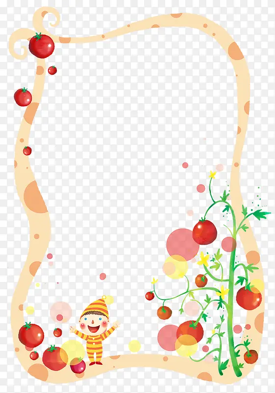 手绘番茄藤蔓装饰花边