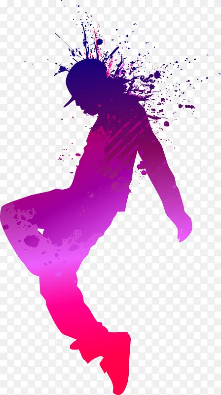 紫色水彩跳舞潮男