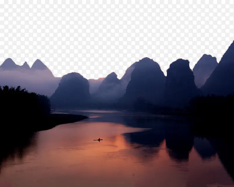 广西桂林山水黄昏