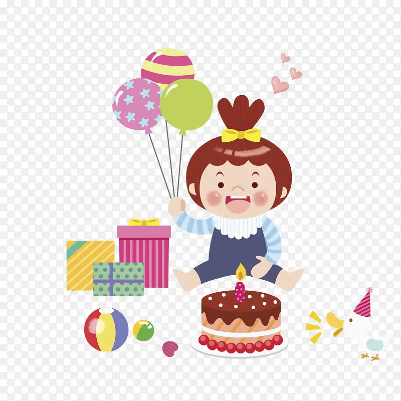 卡通过生日的女孩PNG
