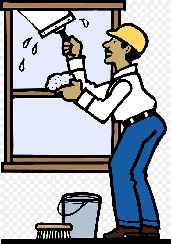 漫画清洗窗户