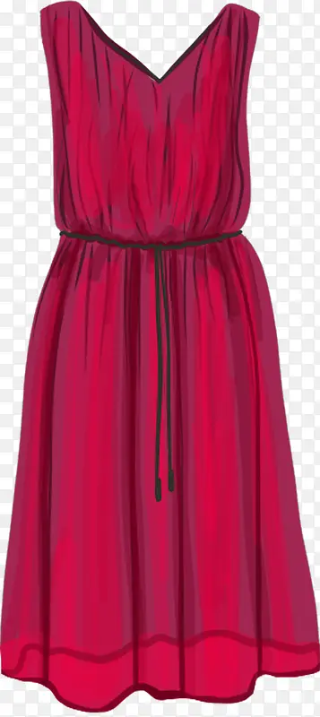 手绘红色长裙连衣裙