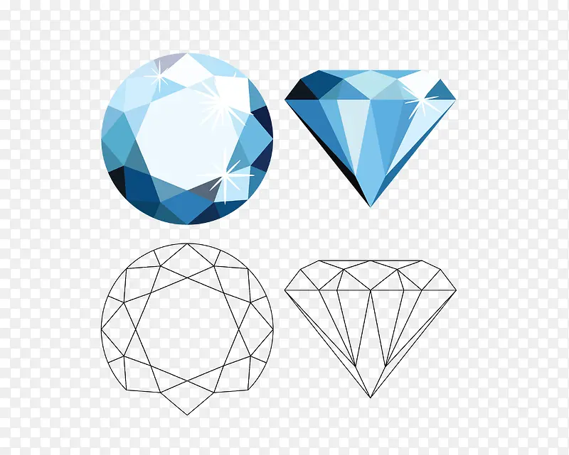 矢量蓝色球形三角钻石