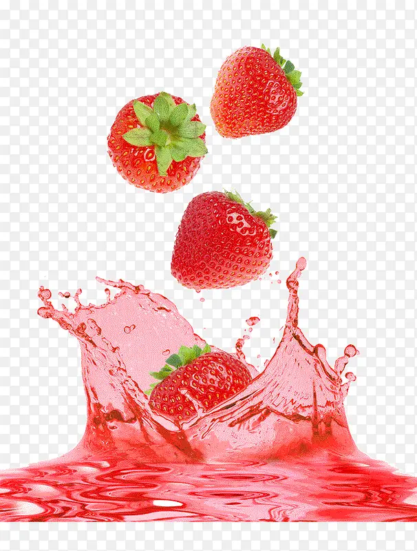 水中的红色草莓