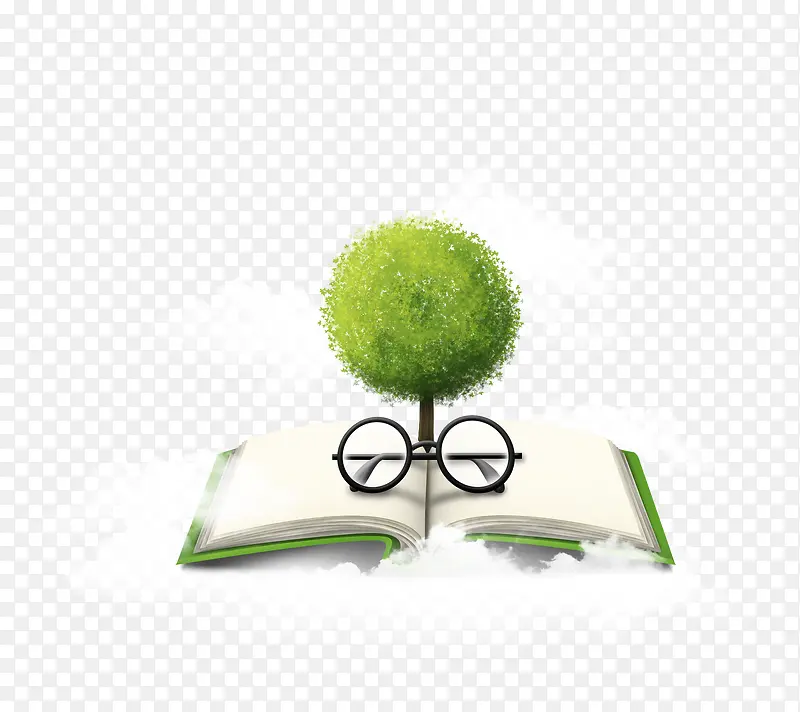 绿色书本小树