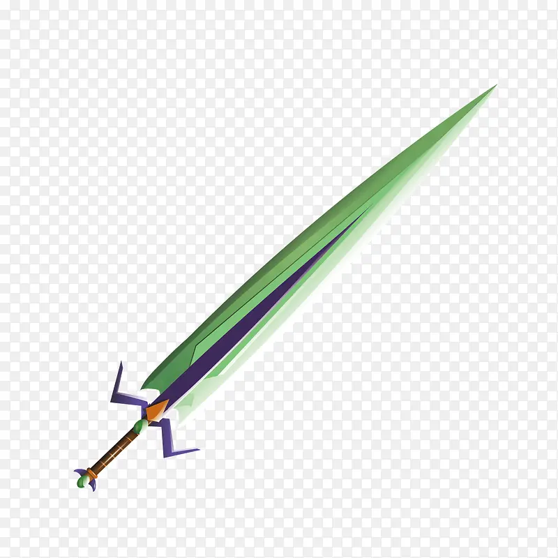 矢量游戏道具绿色尖头宝剑