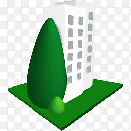 绿色3D风格家居建筑楼房