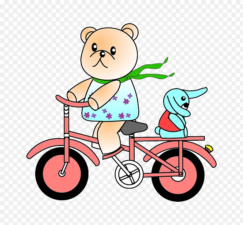 卡通小熊骑车