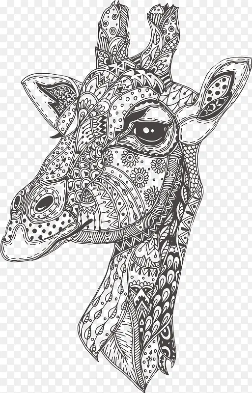 手绘花纹长颈鹿