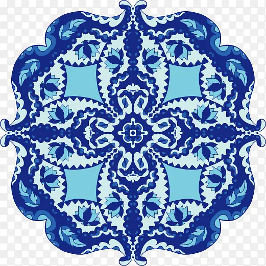 抽象青花瓷蓝色花纹纹样