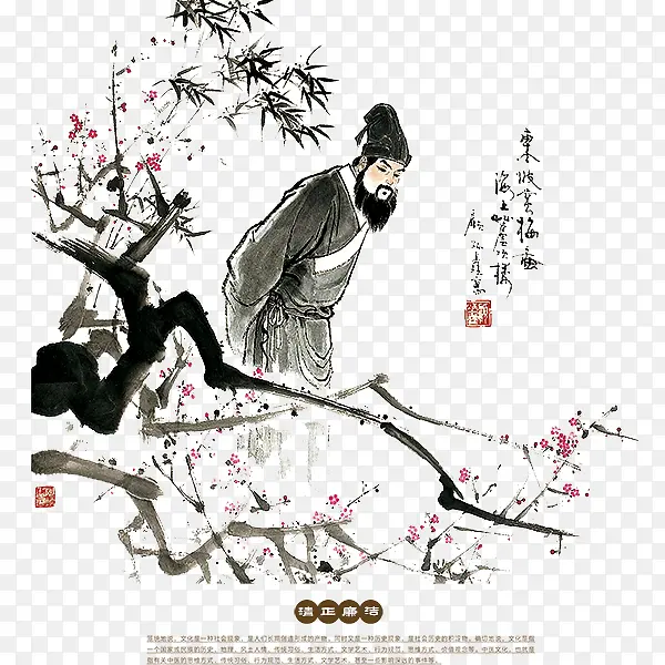 诗人赏花素材