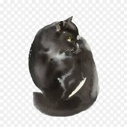 猫咪水墨画素材图片
