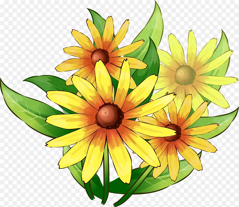教师节卡通涂鸦向日葵黄色花朵