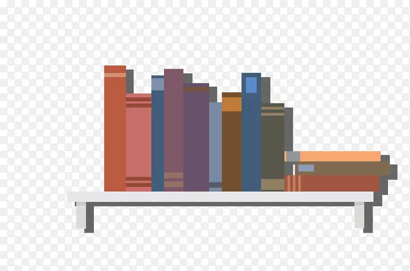 矢量彩色书架成堆的图书书籍