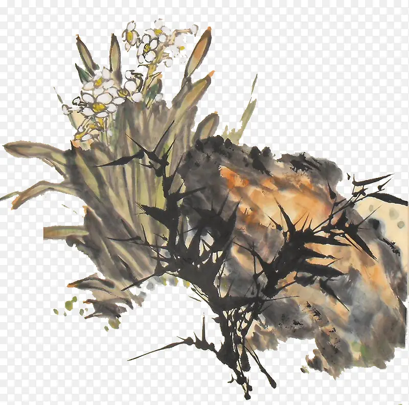 水墨水仙花