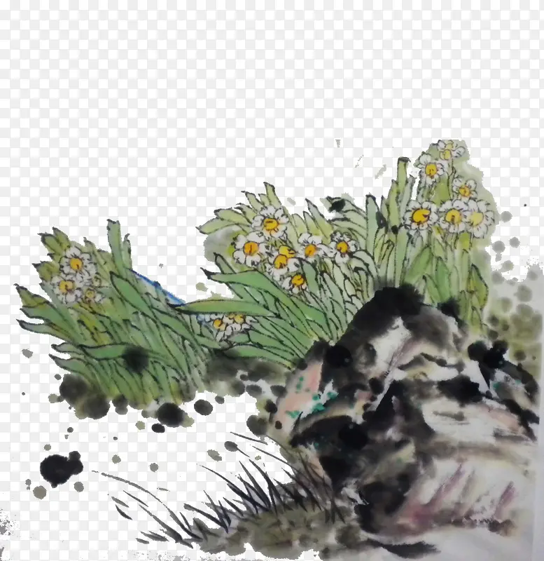 水墨水仙花