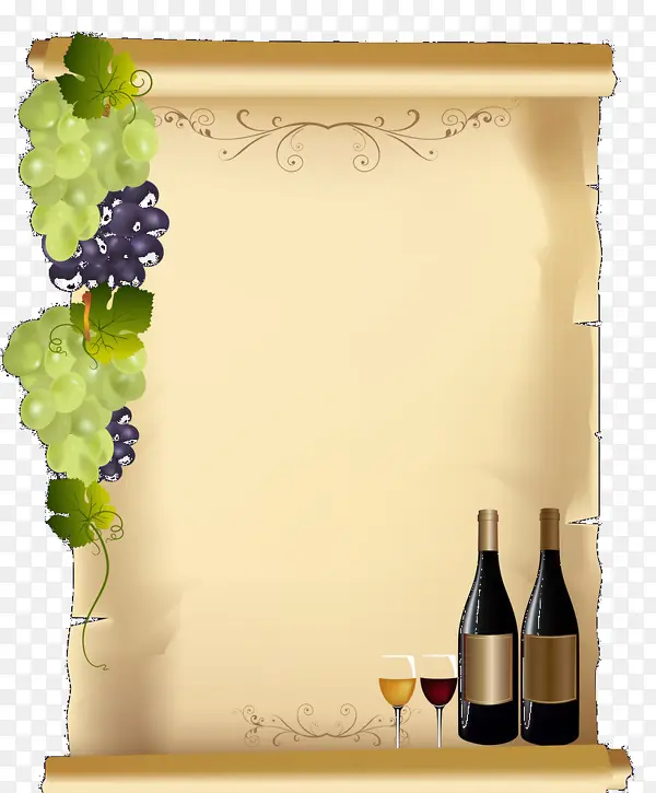 葡萄葡萄酒装饰卷纸素材