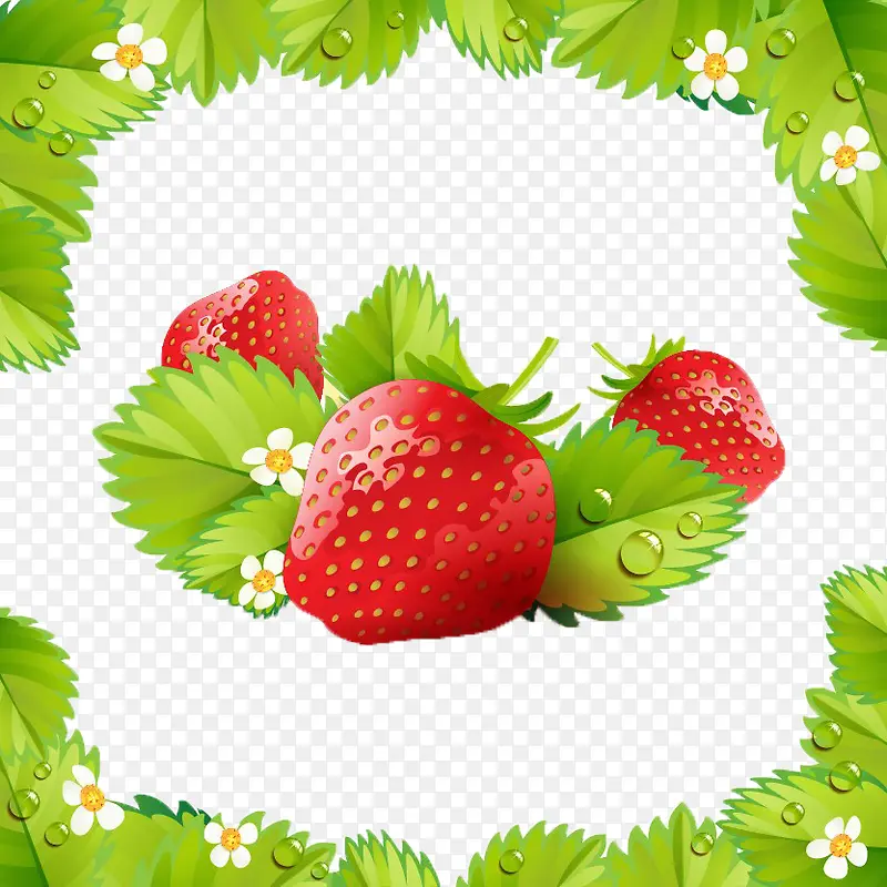 多汁草莓水果叶子