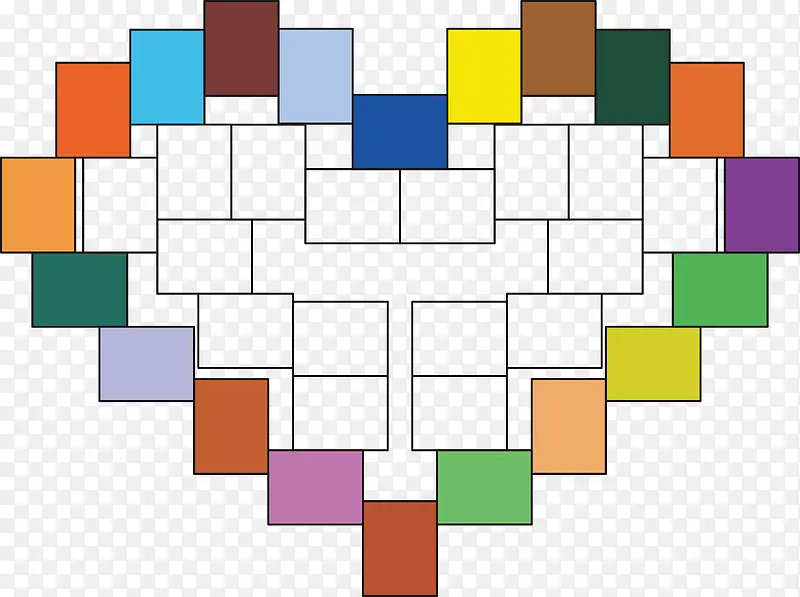 纯色长方块心形照片墙免费素材