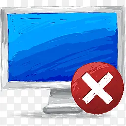 涂鸦风格蓝色电脑差号图标