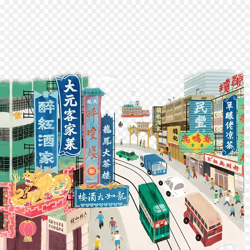 老香港街道商铺