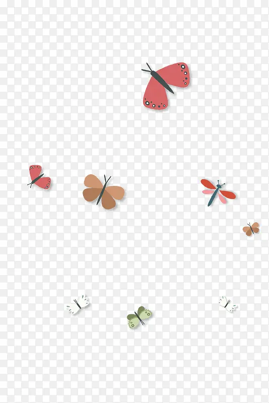扁平创意蝴蝶蜻蜓装饰图案