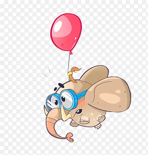 卡通气球带小象飞行