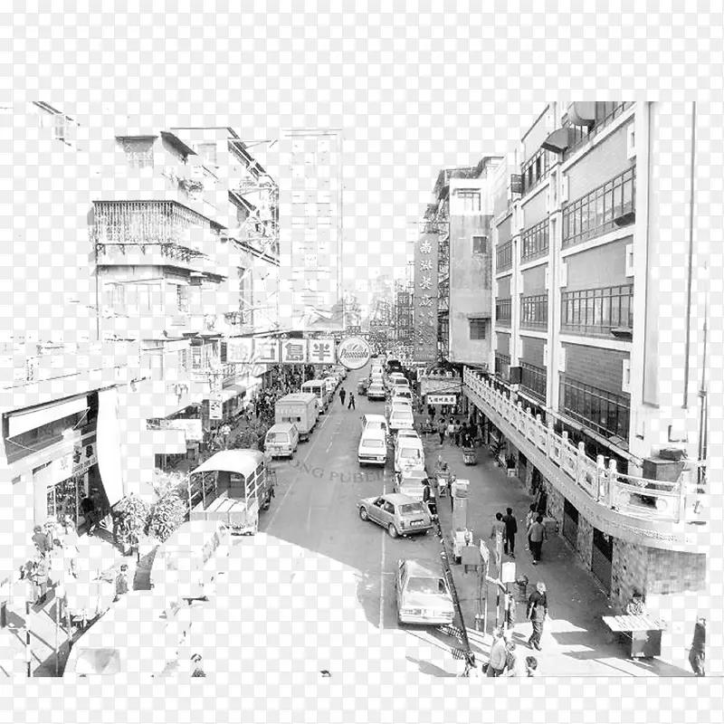 黑白老照片老香港街道
