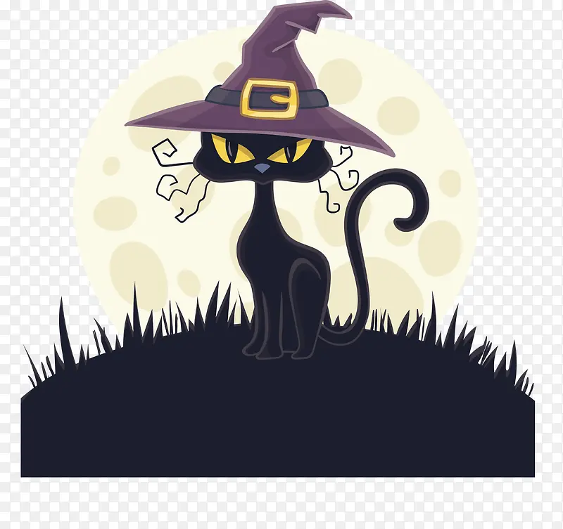 带女巫帽子的黑猫
