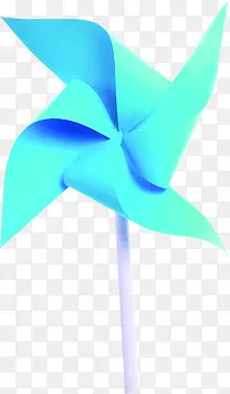 蓝色折纸创意风车手绘
