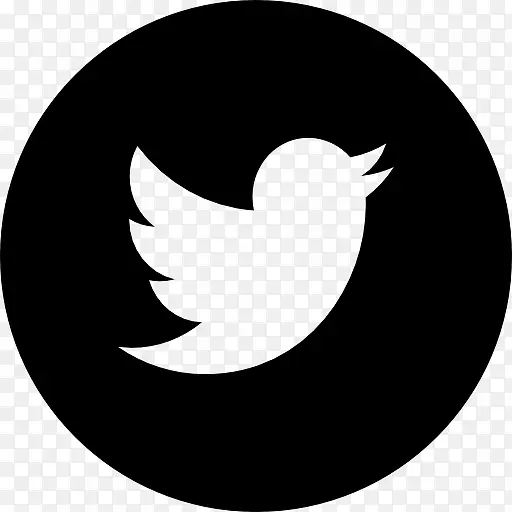 推特标志的黑色圆形按钮图标