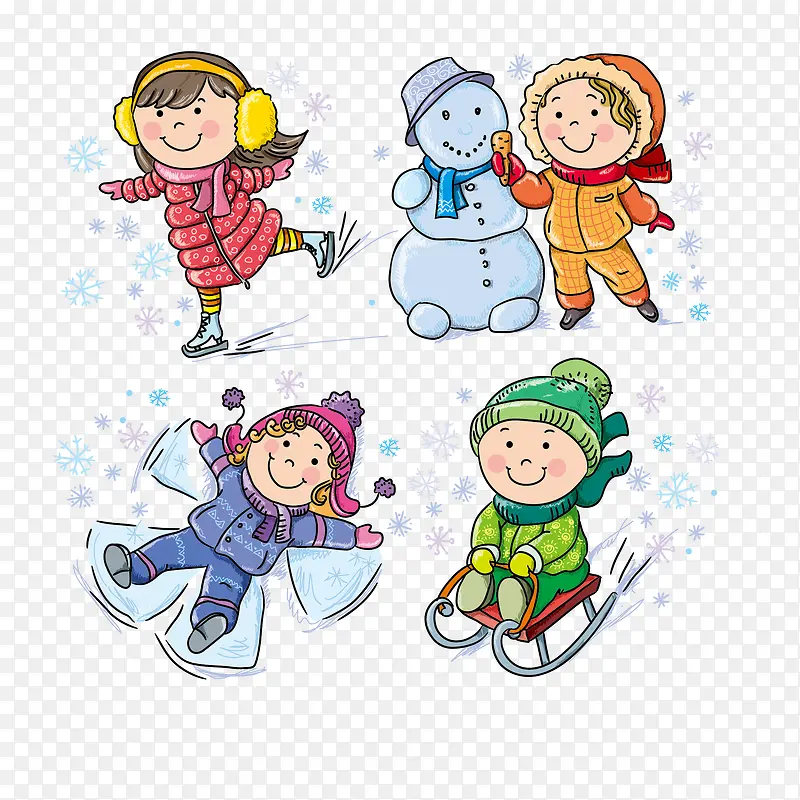 冬季孩子滑雪