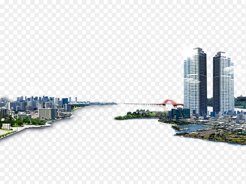 城市河流两岸建筑