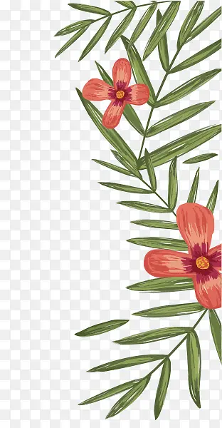 手绘热带植物花纹装饰