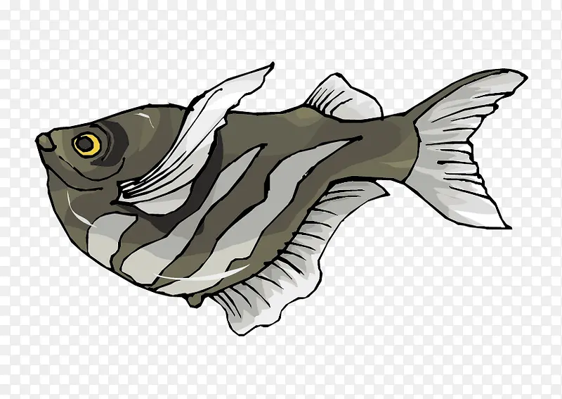 矢量灰色热带鱼