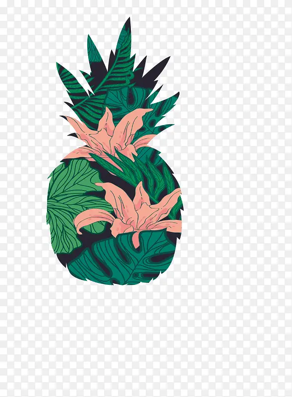 热带花朵菠萝花纹