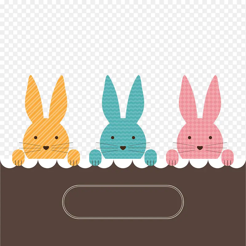 3个花纹兔子复活节贺卡矢量图